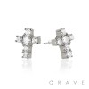 CROSS PAIR OF MICRO PAVED STAINLESS STEEL PIN EARRINGS